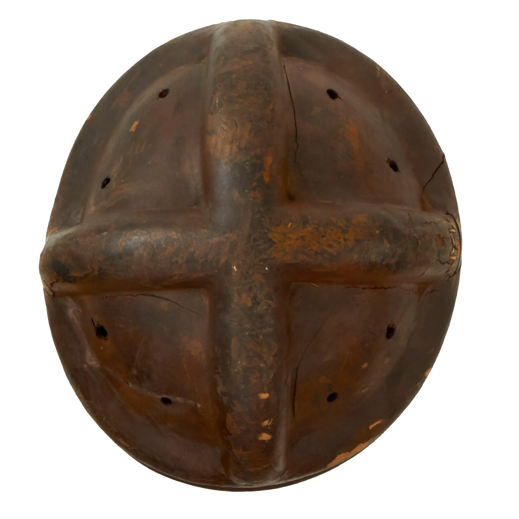 Original Imperial German WWI Panzer Tanker Lederschutzhelm Leather Crash Helmet with Neck Guard - Formerly Part of the A.A.F. Tank Museum