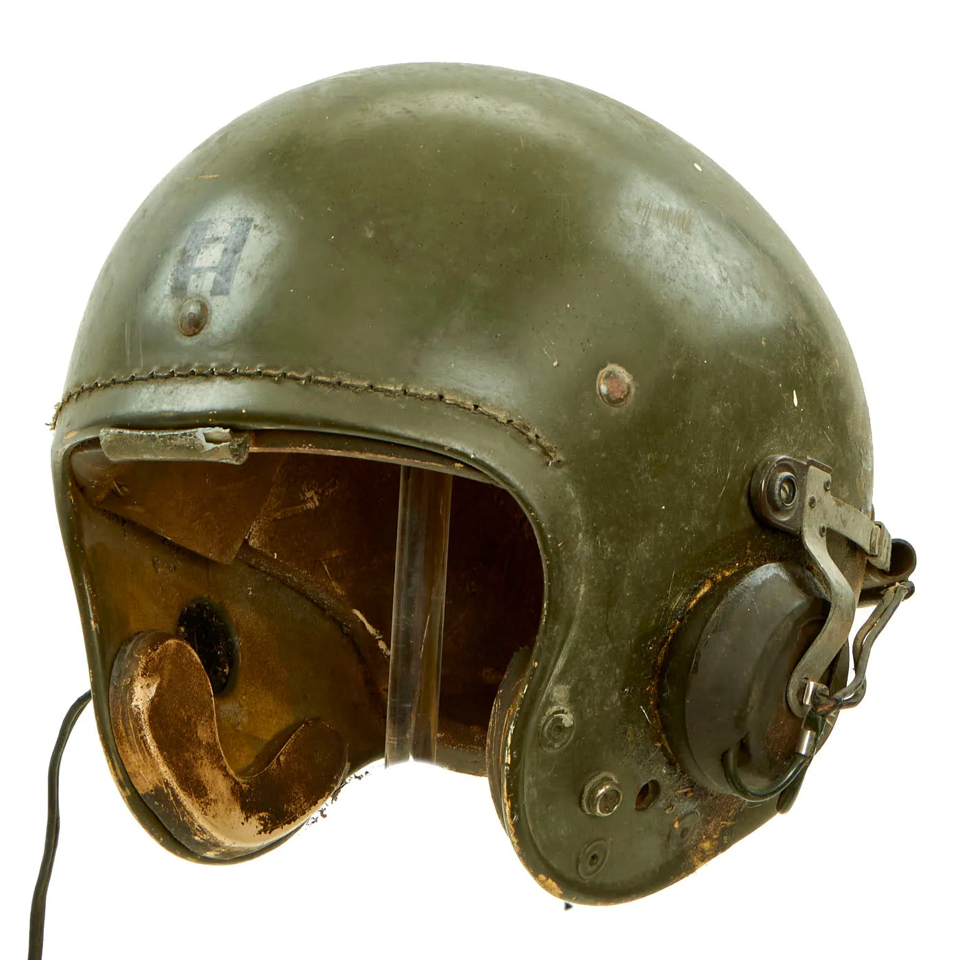 Original U.S. Korean War / Early Vietnam War Tanker Company Commander’s Helmet - Converted Football Helmet