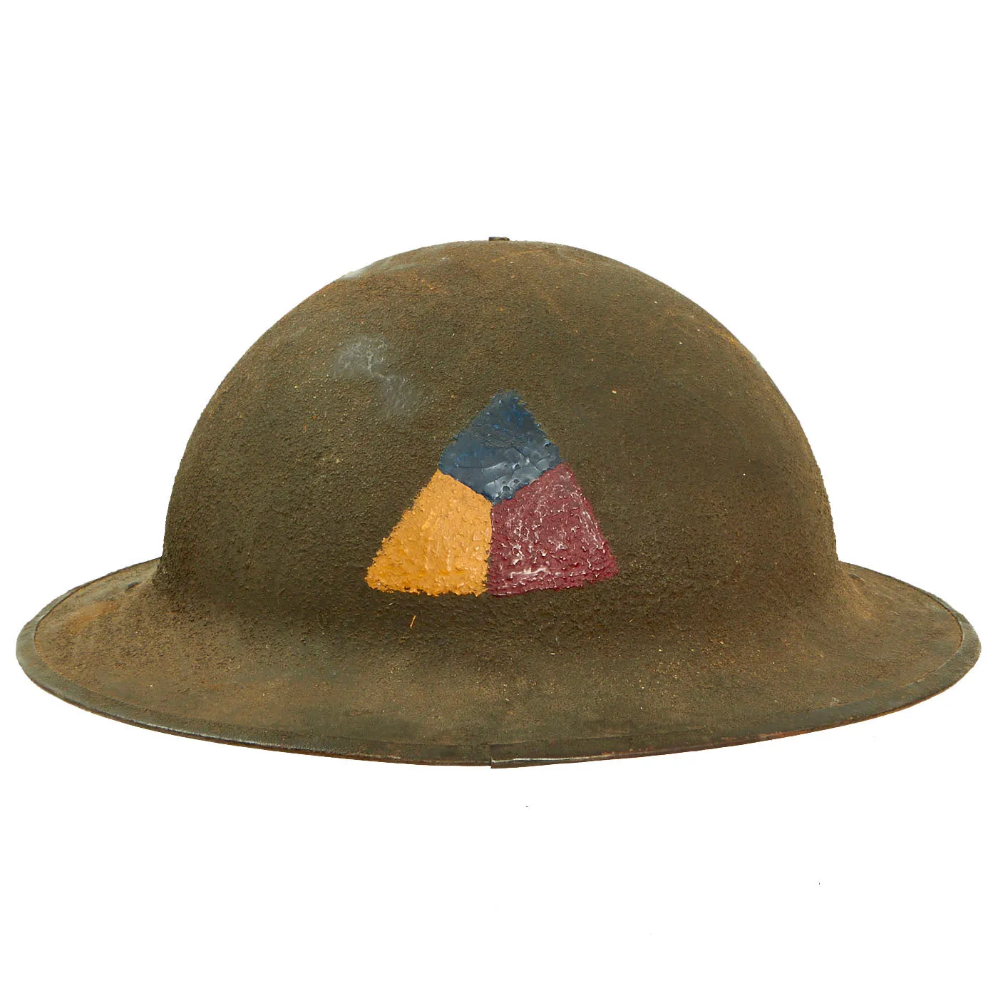 Original U.S. WWI Tank Corps of the American Expeditionary Forces Painted Doughboy Helmet With Liner and Chin Strap - Size 7