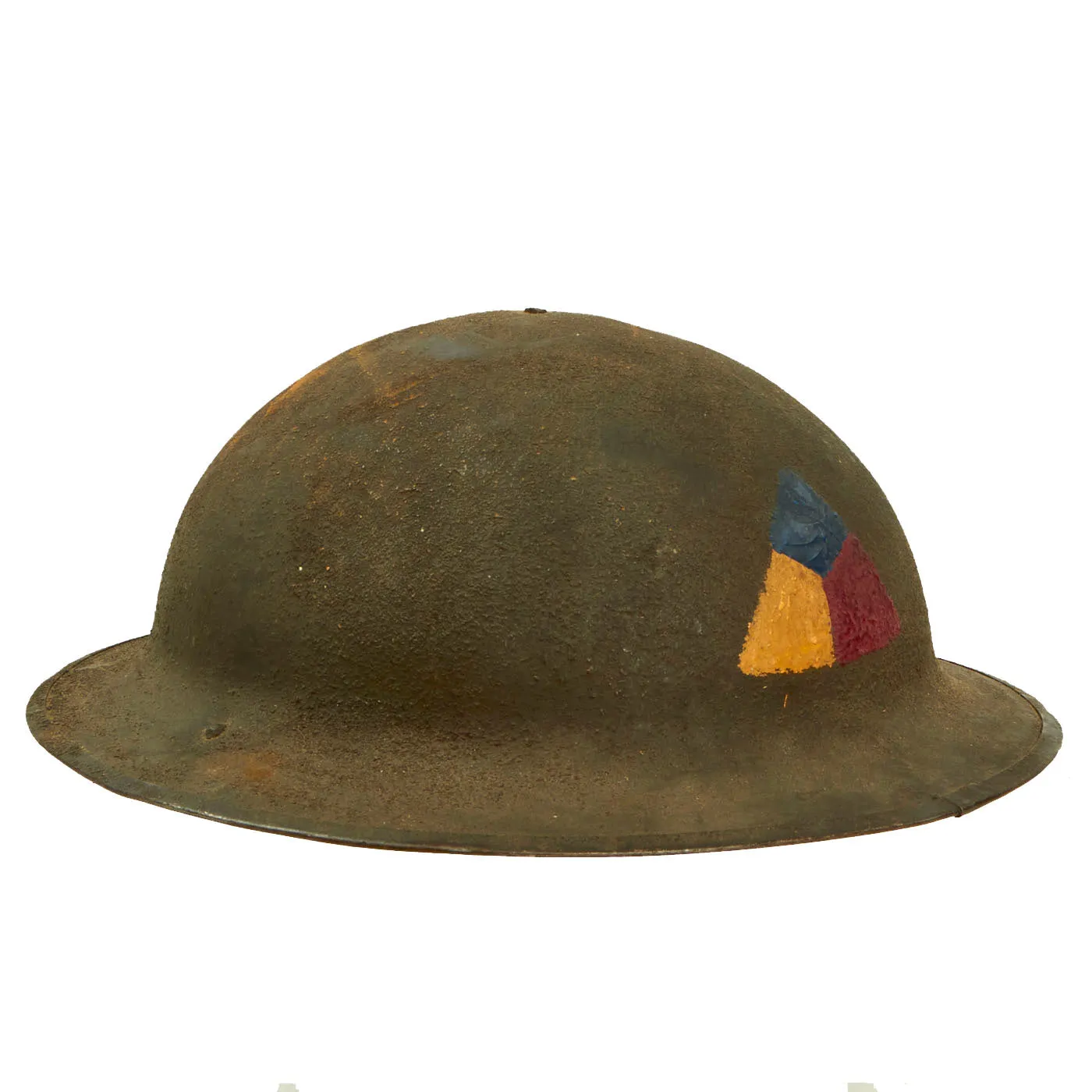 Original U.S. WWI Tank Corps of the American Expeditionary Forces Painted Doughboy Helmet With Liner and Chin Strap - Size 7