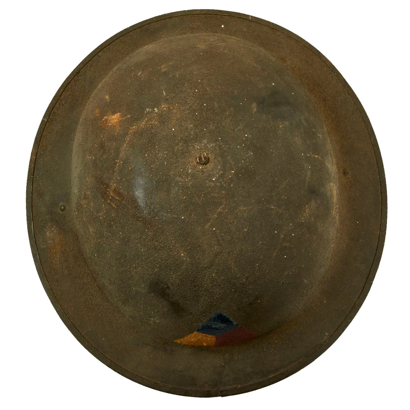 Original U.S. WWI Tank Corps of the American Expeditionary Forces Painted Doughboy Helmet With Liner and Chin Strap - Size 7