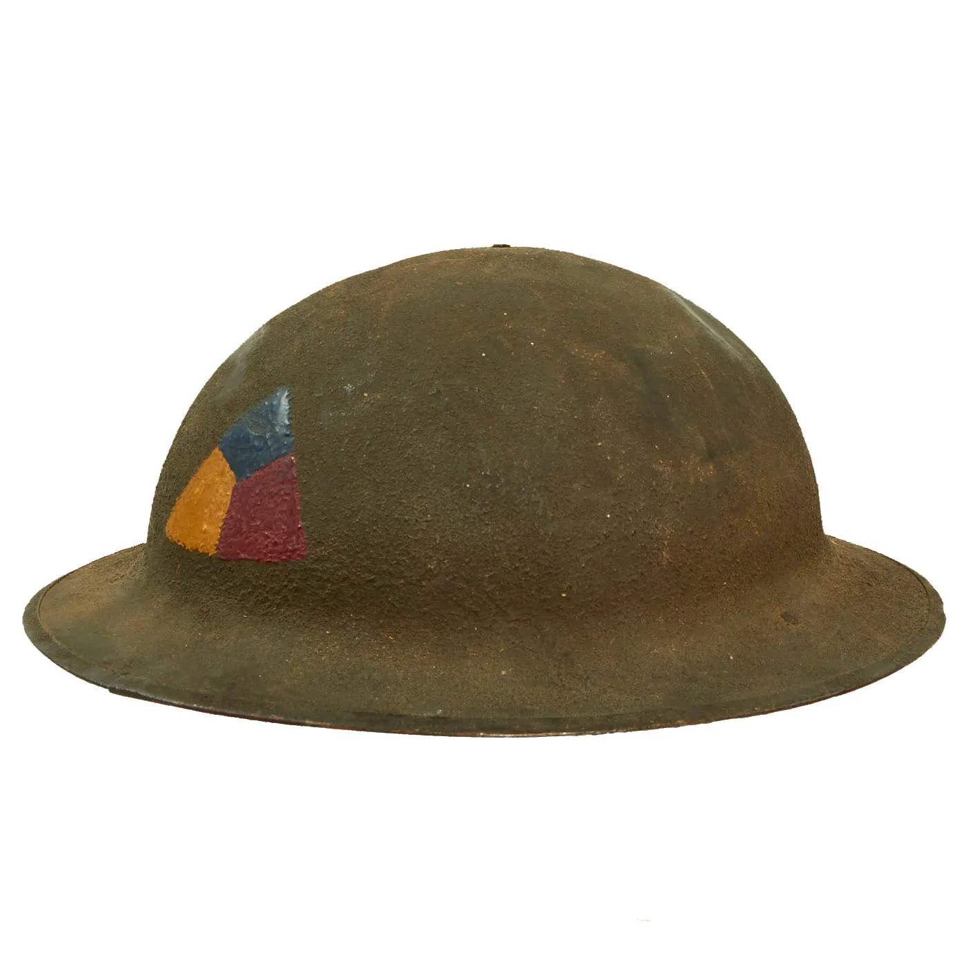 Original U.S. WWI Tank Corps of the American Expeditionary Forces Painted Doughboy Helmet With Liner and Chin Strap - Size 7