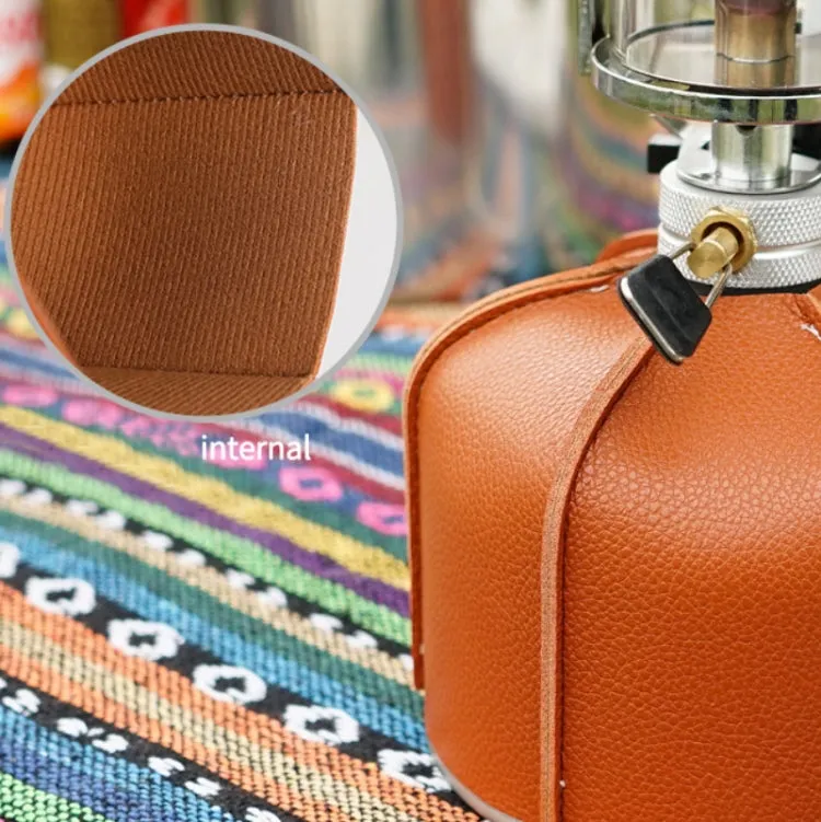 Outdoor Camping Flat Gas Tank Leather Case Camping Steam Lamp Fuel Tank PU Protective Cover For 230g Gas Tank