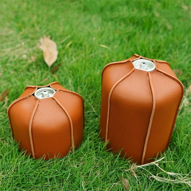 Outdoor Camping Flat Gas Tank Leather Case Camping Steam Lamp Fuel Tank PU Protective Cover For 230g Gas Tank