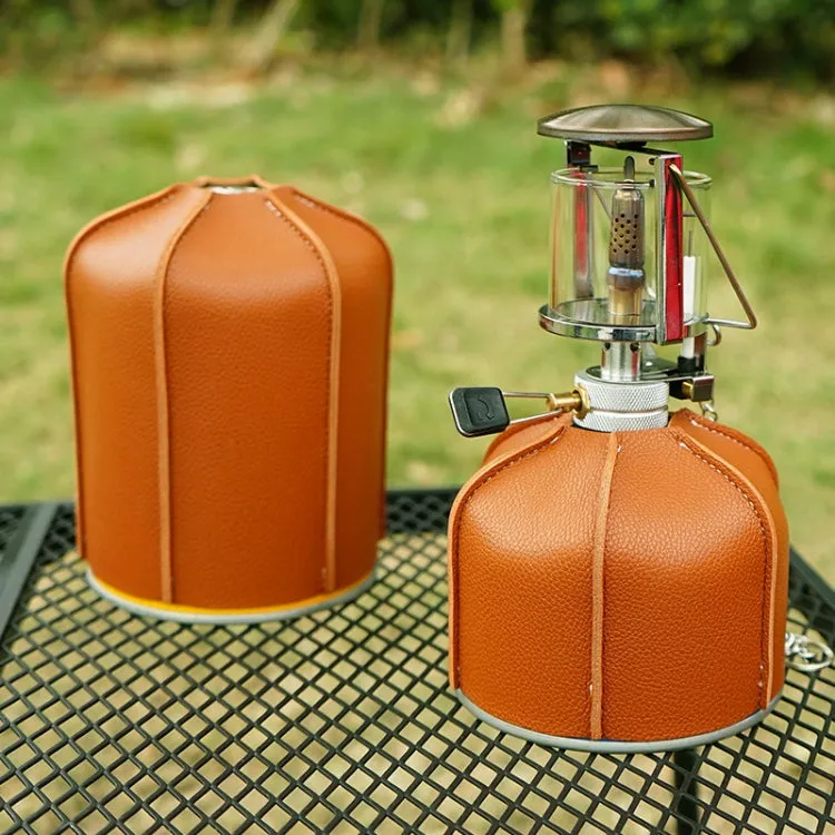 Outdoor Camping Flat Gas Tank Leather Case Camping Steam Lamp Fuel Tank PU Protective Cover For 230g Gas Tank