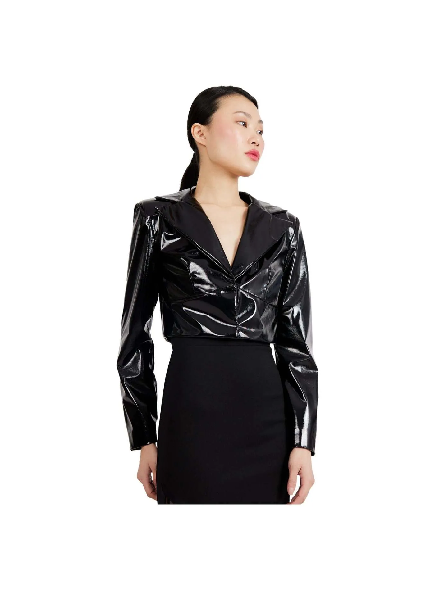 Patent Foux Leather Jacket