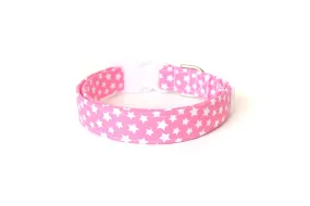 Pink & White Stars Dog Collar