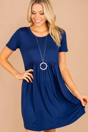 Playful Playlist Navy Blue Babydoll Dress