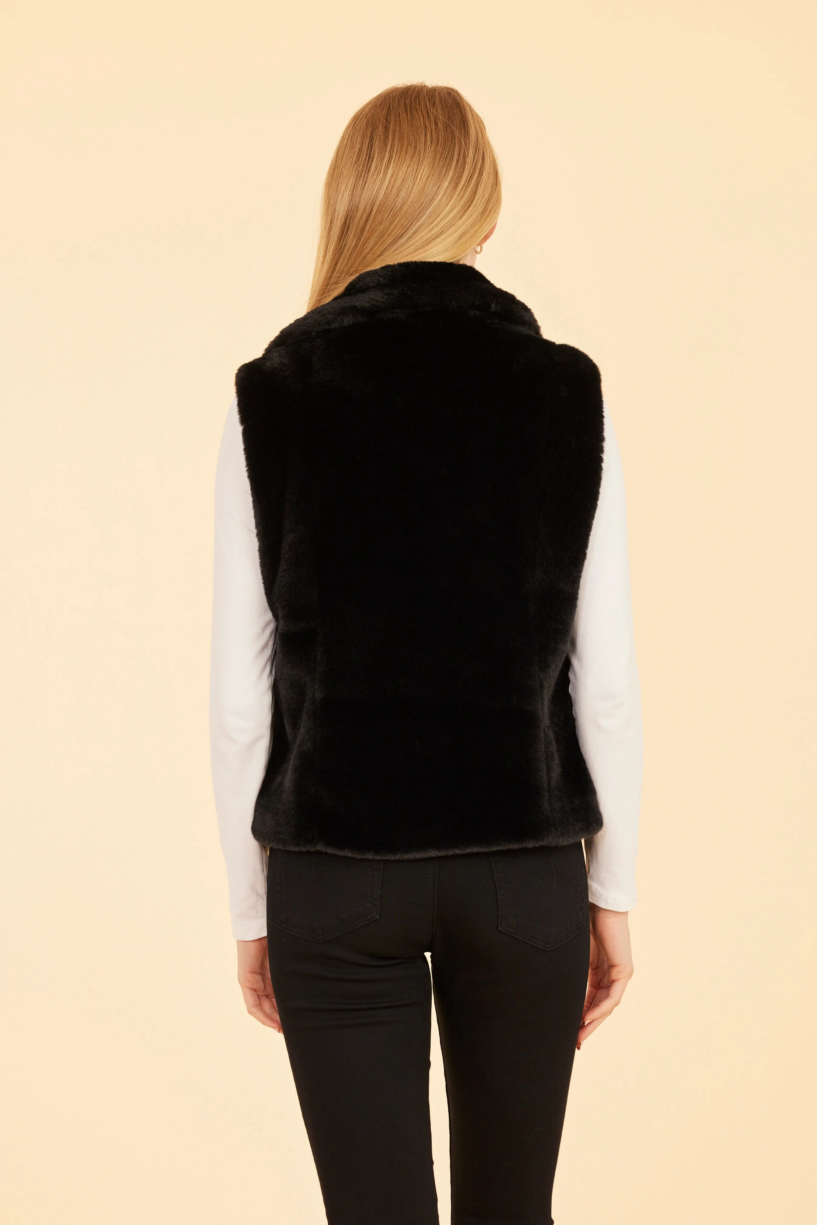 Plush Faux Fur Notch Collar Vest