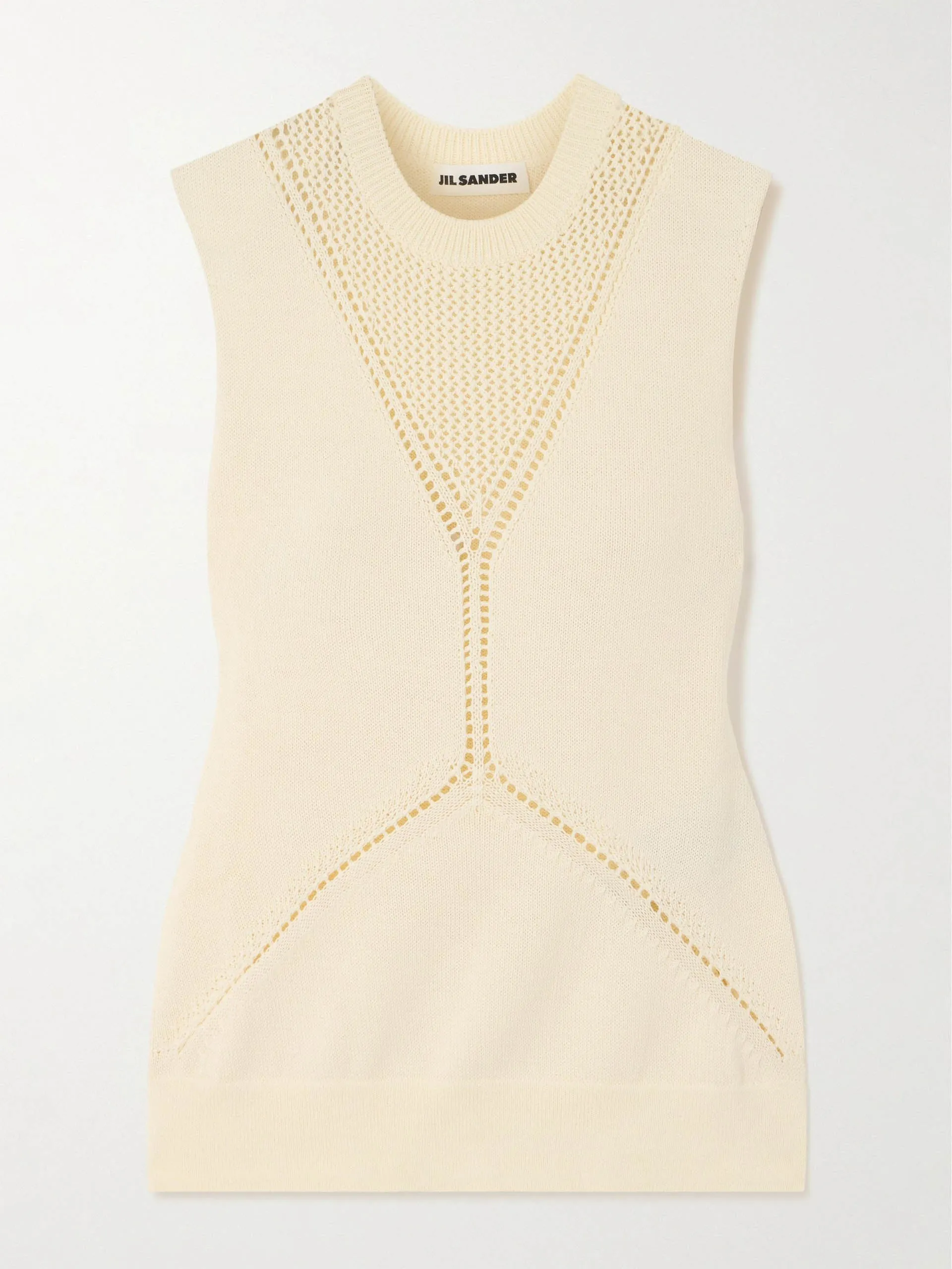 Pointelle-knit wool and cotton-blend top