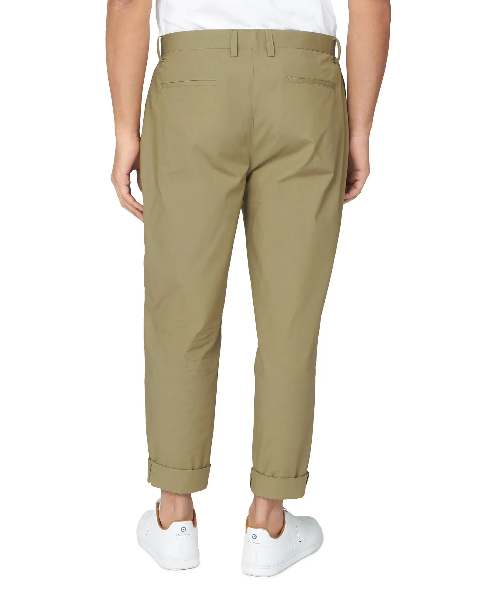 Poplin Relaxed-Taper Pleated Trouser - Olive