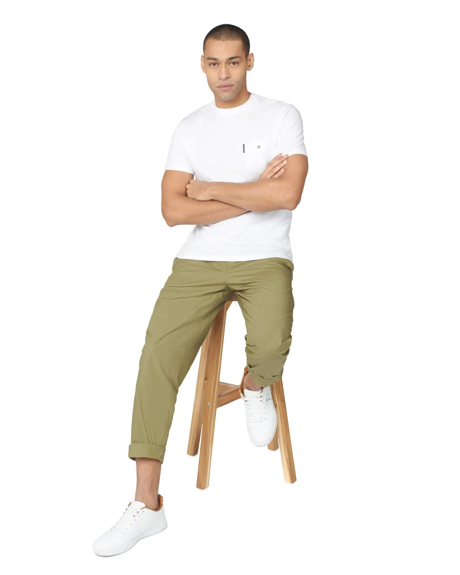 Poplin Relaxed-Taper Pleated Trouser - Olive