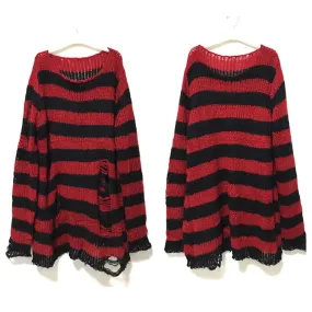 Punk Gothic Long Sweater Summer Women Hollow Out Hole Loose Thin*