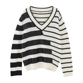 Punk Gothic Unisex Sweater Fall Winter Women Striped Cool Jumper Loose Rock Thin Dark Streetwear Top  C-132