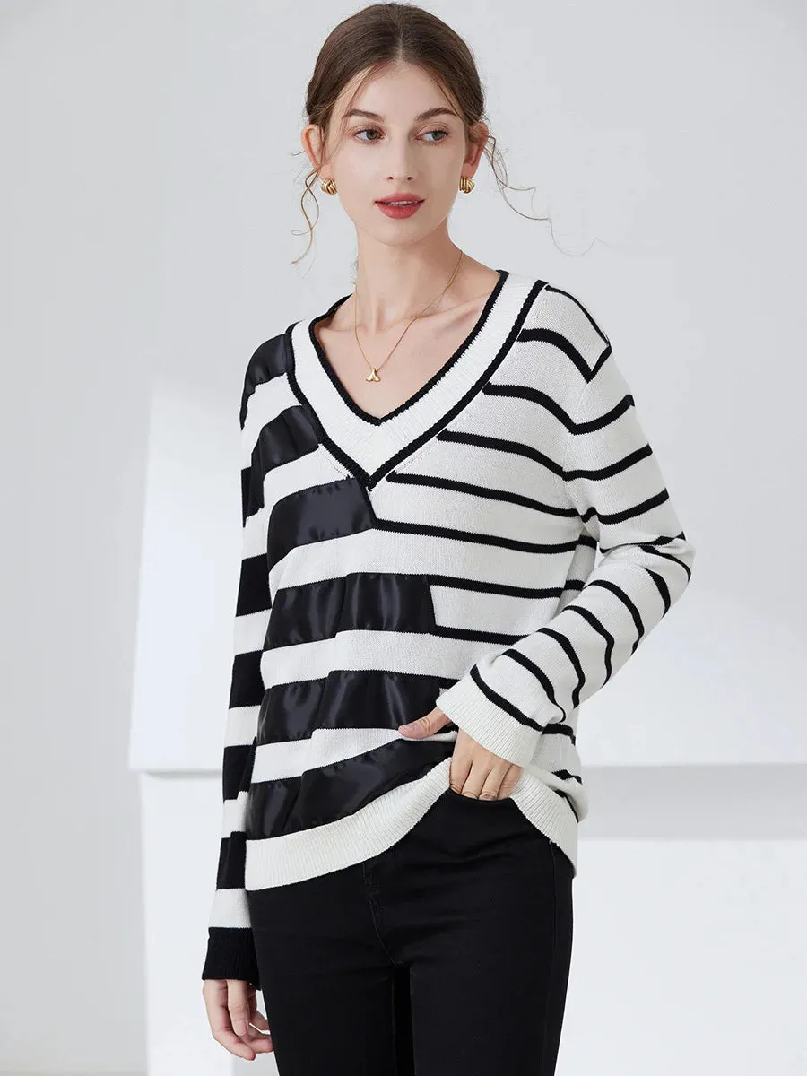 Punk Gothic Unisex Sweater Fall Winter Women Striped Cool Jumper Loose Rock Thin Dark Streetwear Top  C-132