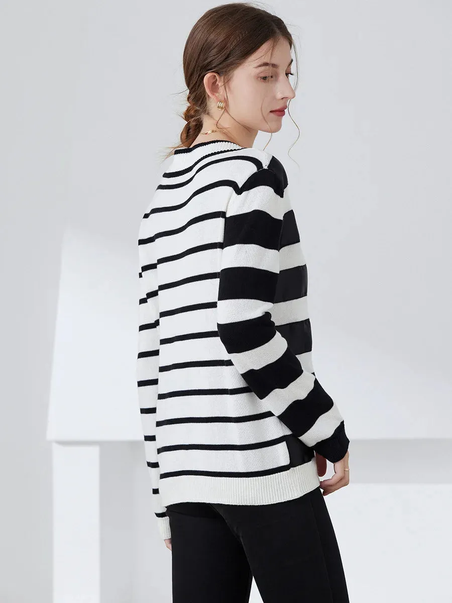 Punk Gothic Unisex Sweater Fall Winter Women Striped Cool Jumper Loose Rock Thin Dark Streetwear Top  C-132