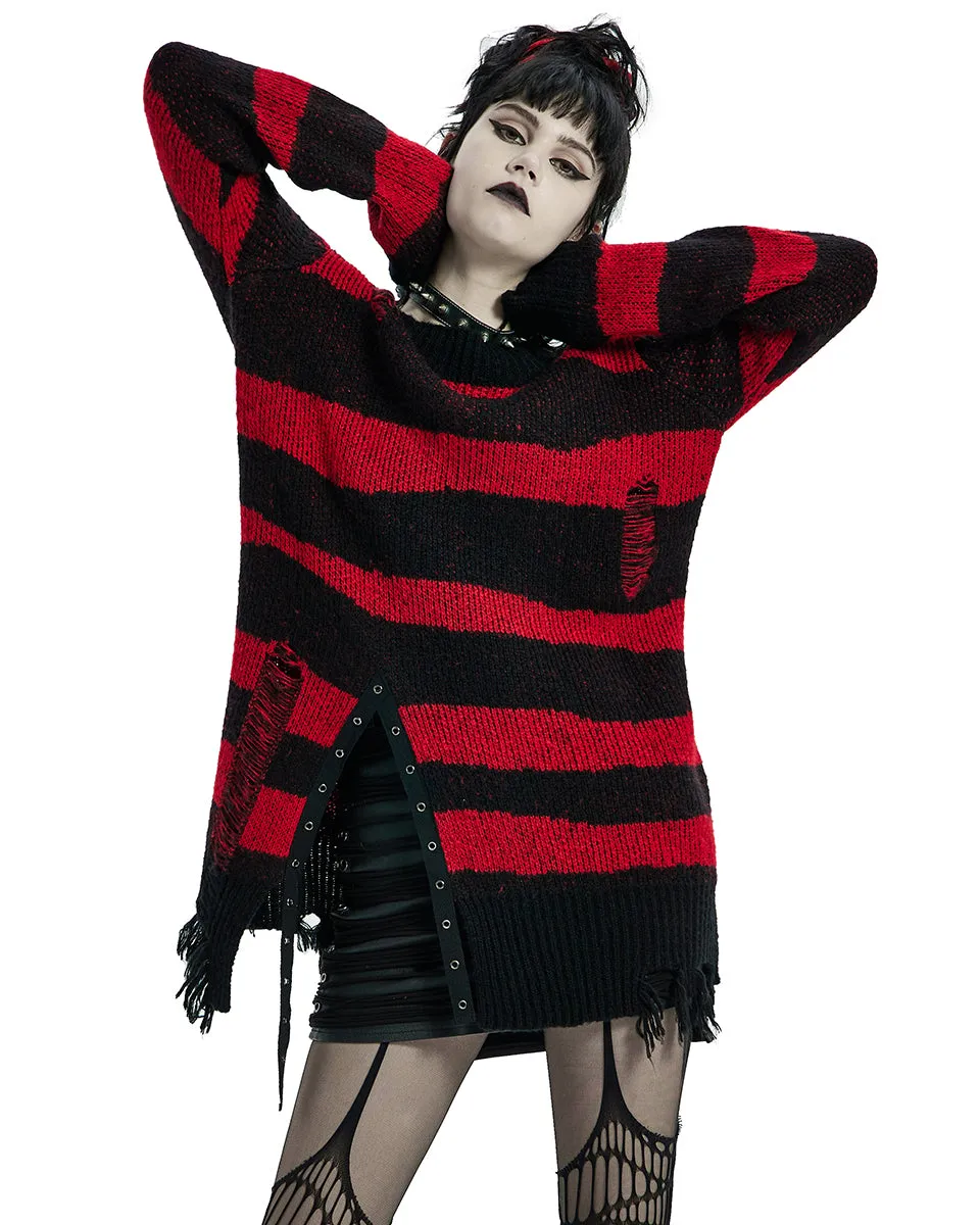 Punk Rave Disanthropy Womens Knit Sweater - Black & Red