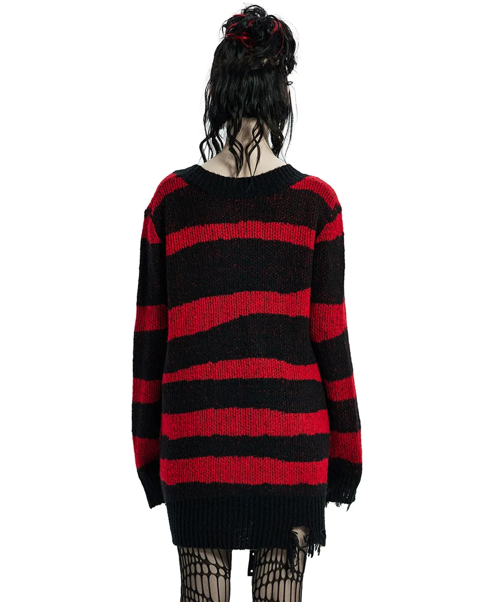 Punk Rave Disanthropy Womens Knit Sweater - Black & Red