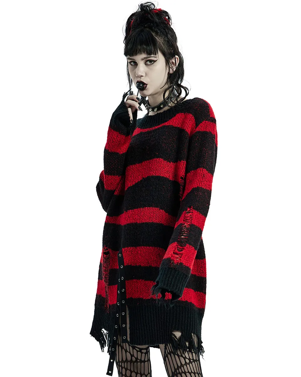 Punk Rave Disanthropy Womens Knit Sweater - Black & Red