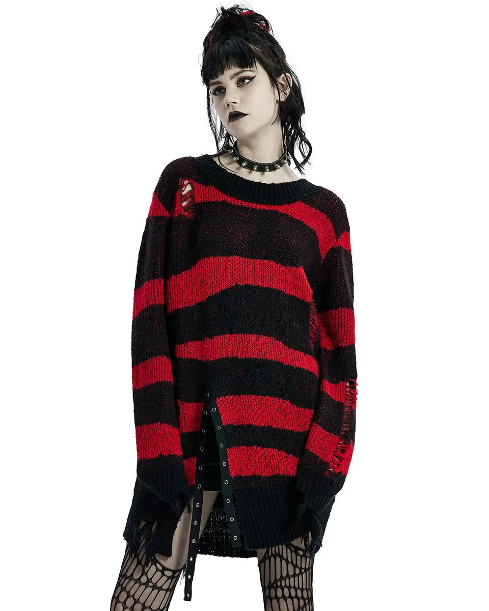 Punk Rave Disanthropy Womens Knit Sweater - Black & Red