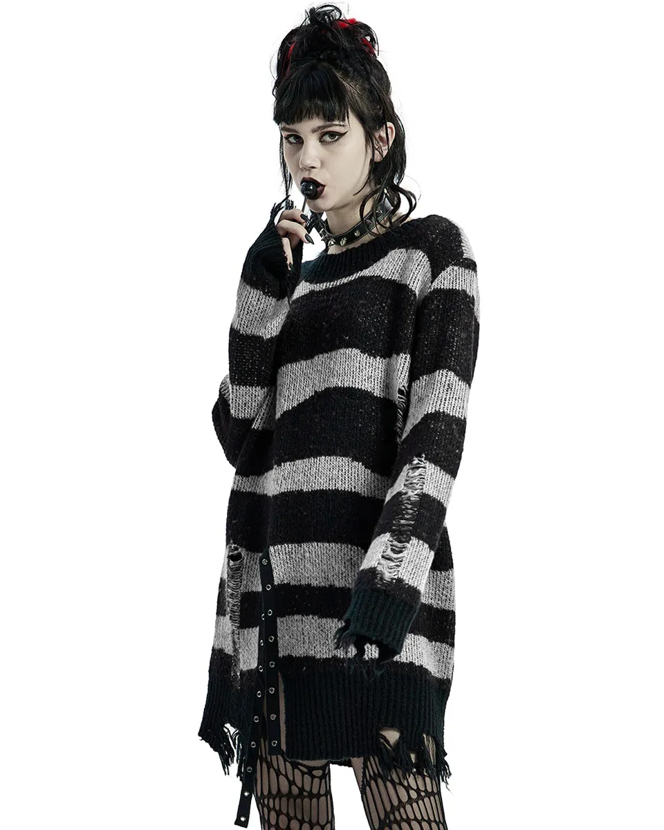 Punk Rave Disanthropy Womens Knit Sweater - Black & White