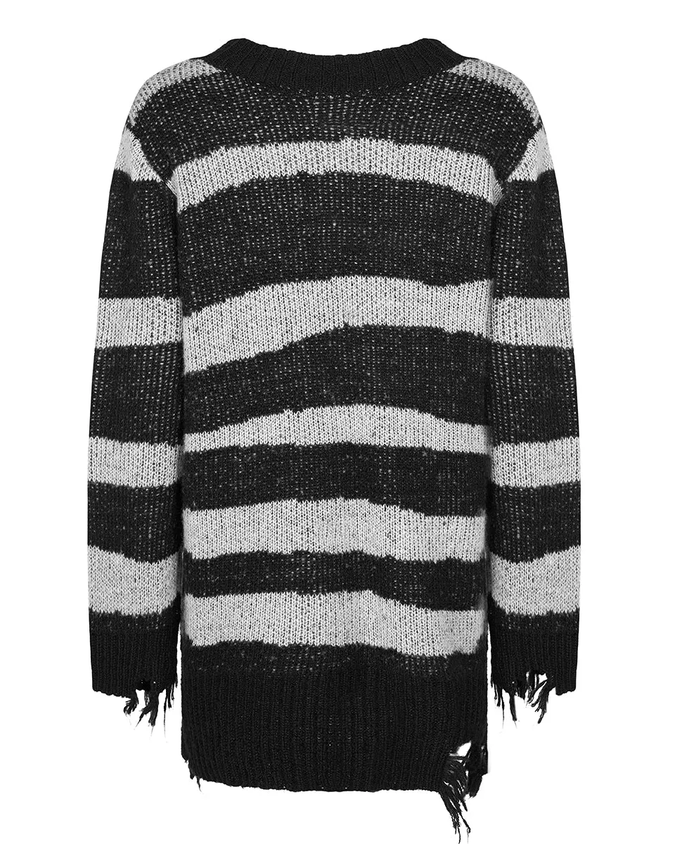 Punk Rave Disanthropy Womens Knit Sweater - Black & White