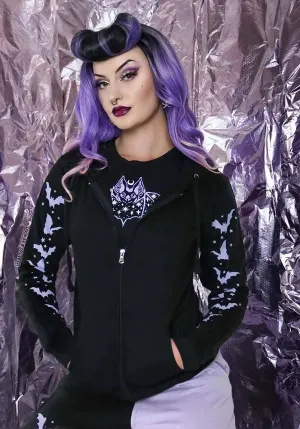 Purple Bats and Stars | ZIP UP HOODED SWEATSHIRT