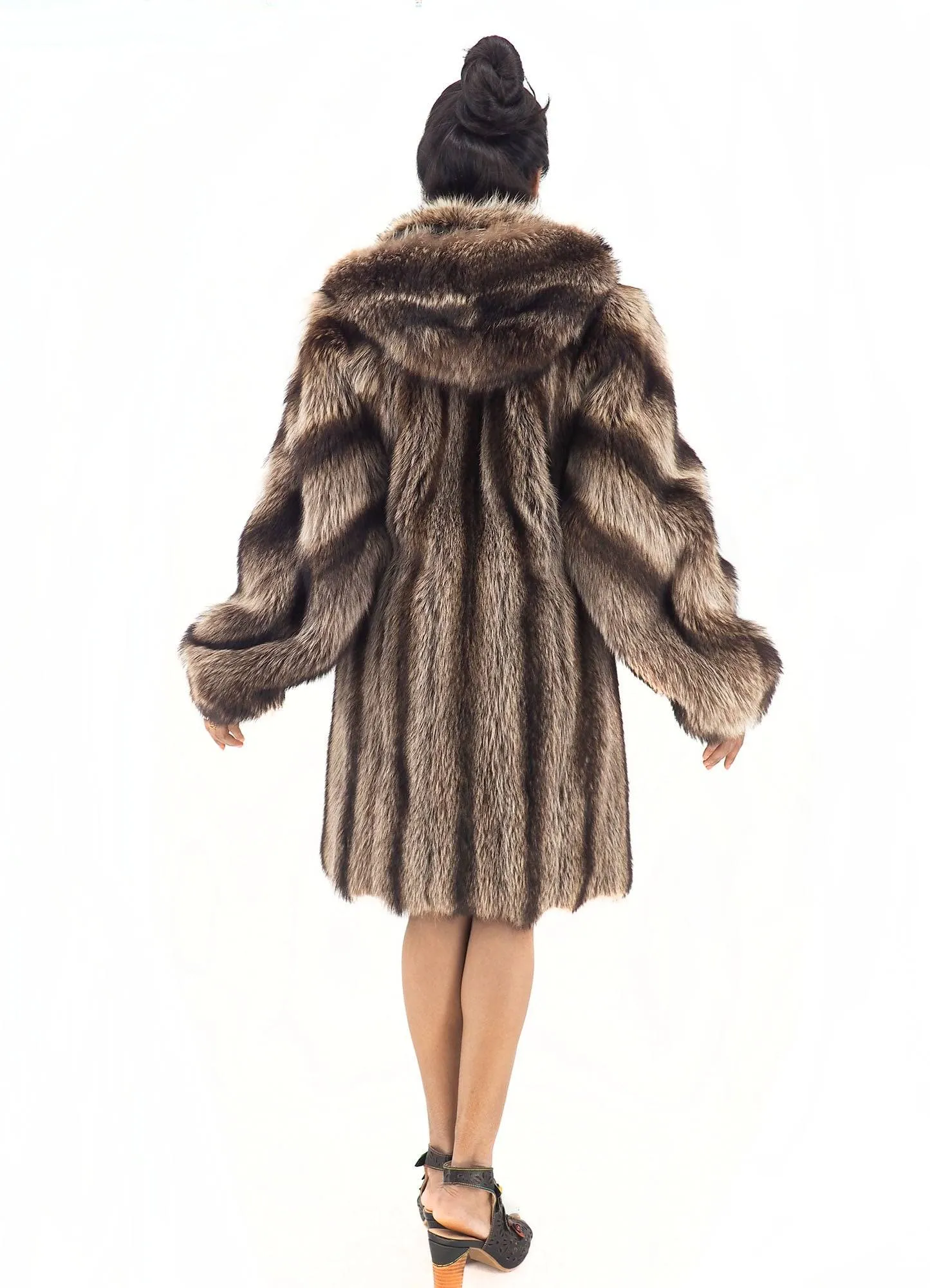 Raccoon Fur Coat Coats With Hood Made in Canada S