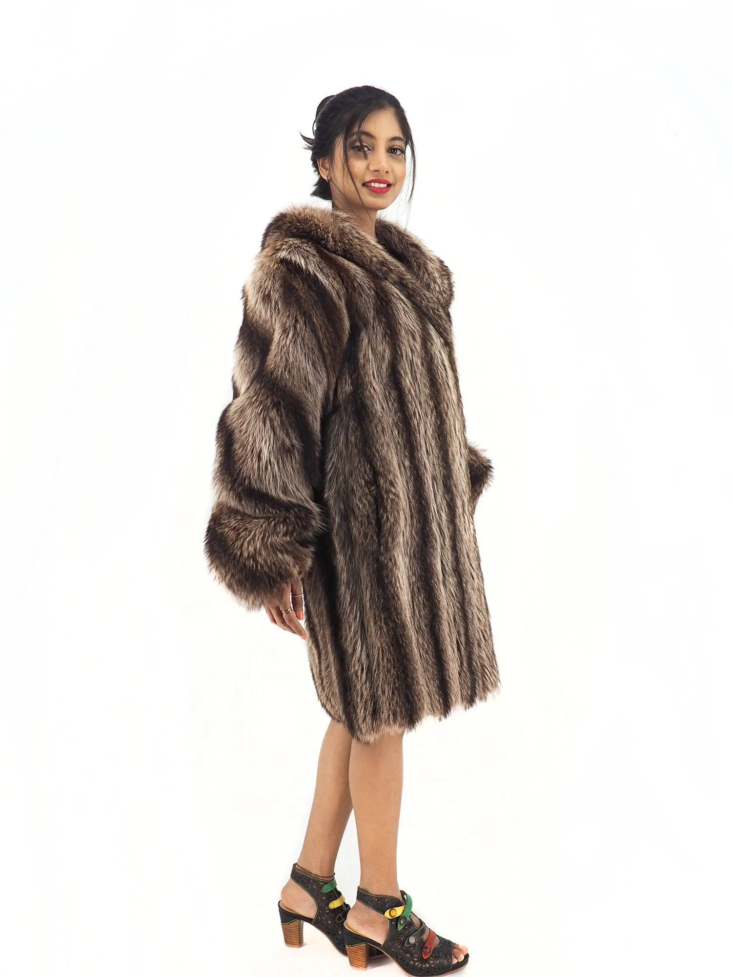 Raccoon Fur Coat Coats With Hood Made in Canada S