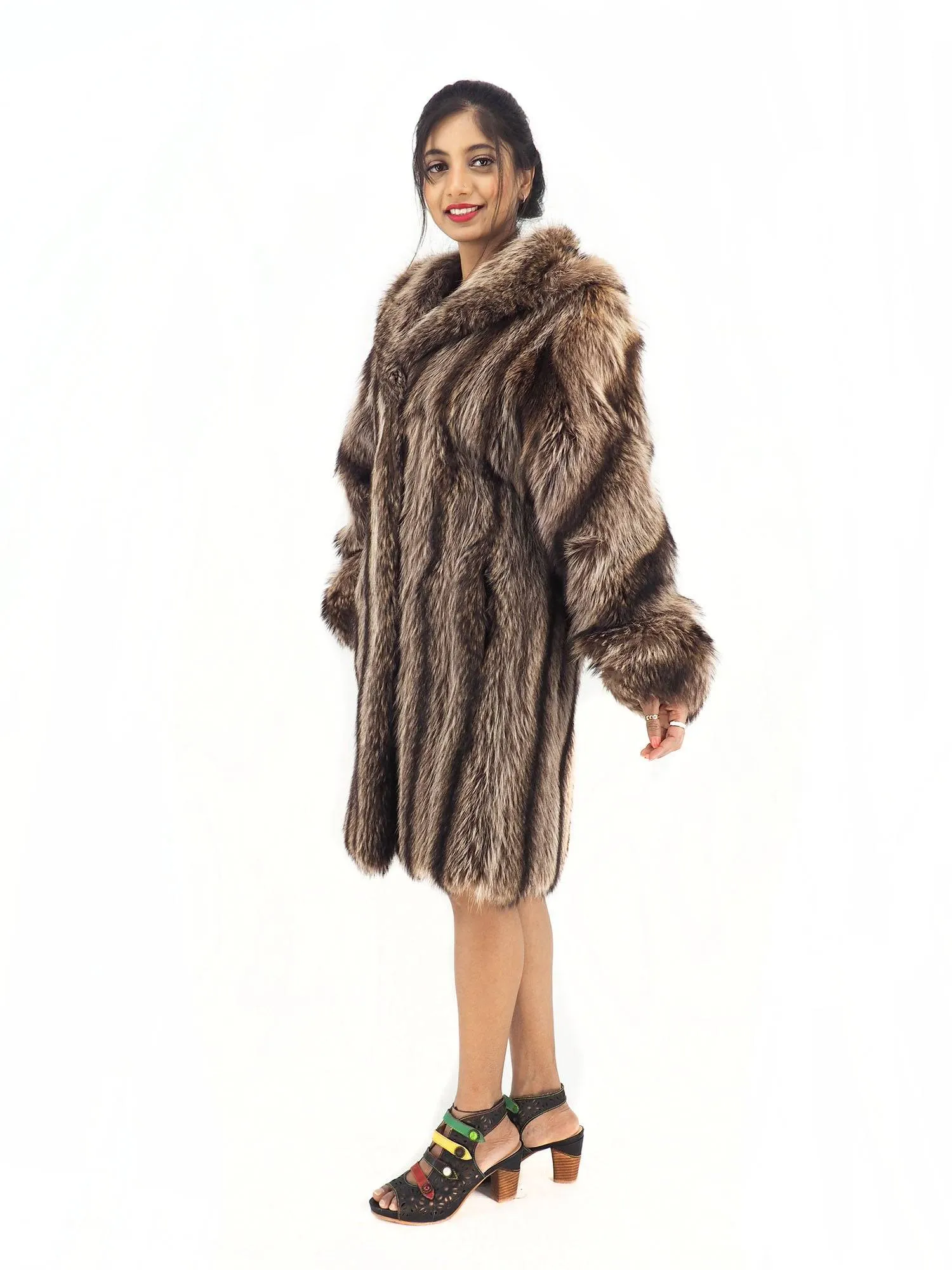 Raccoon Fur Coat Coats With Hood Made in Canada S