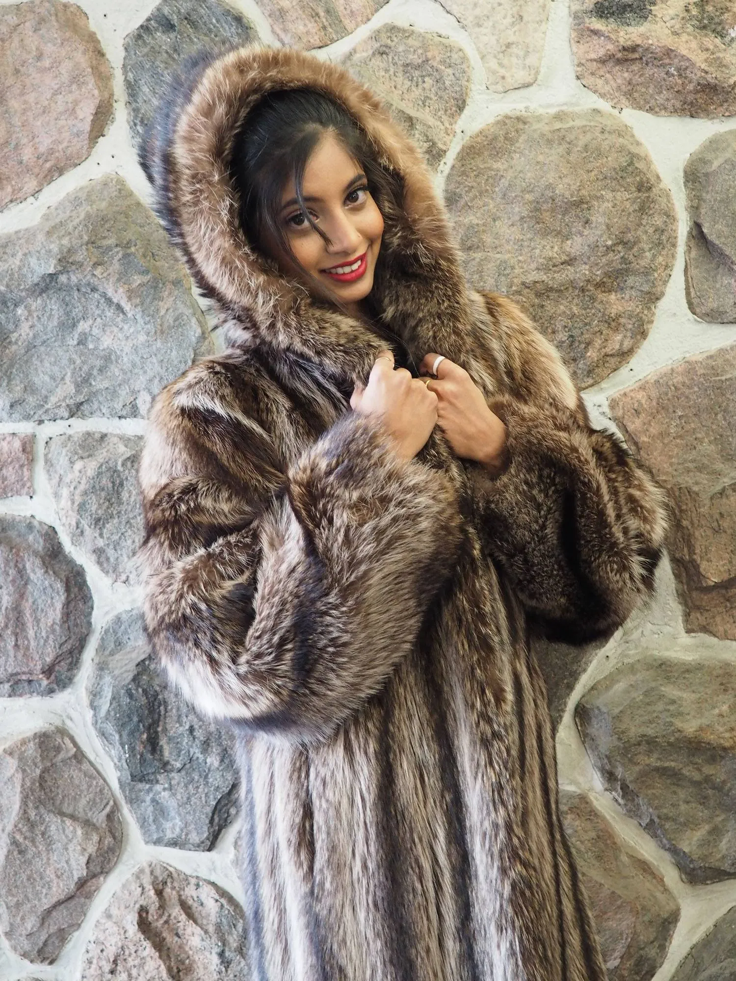 Raccoon Fur Coat Coats With Hood Made in Canada S