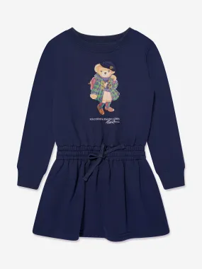 Ralph Lauren Girls Bear Sweater Dress in Navy