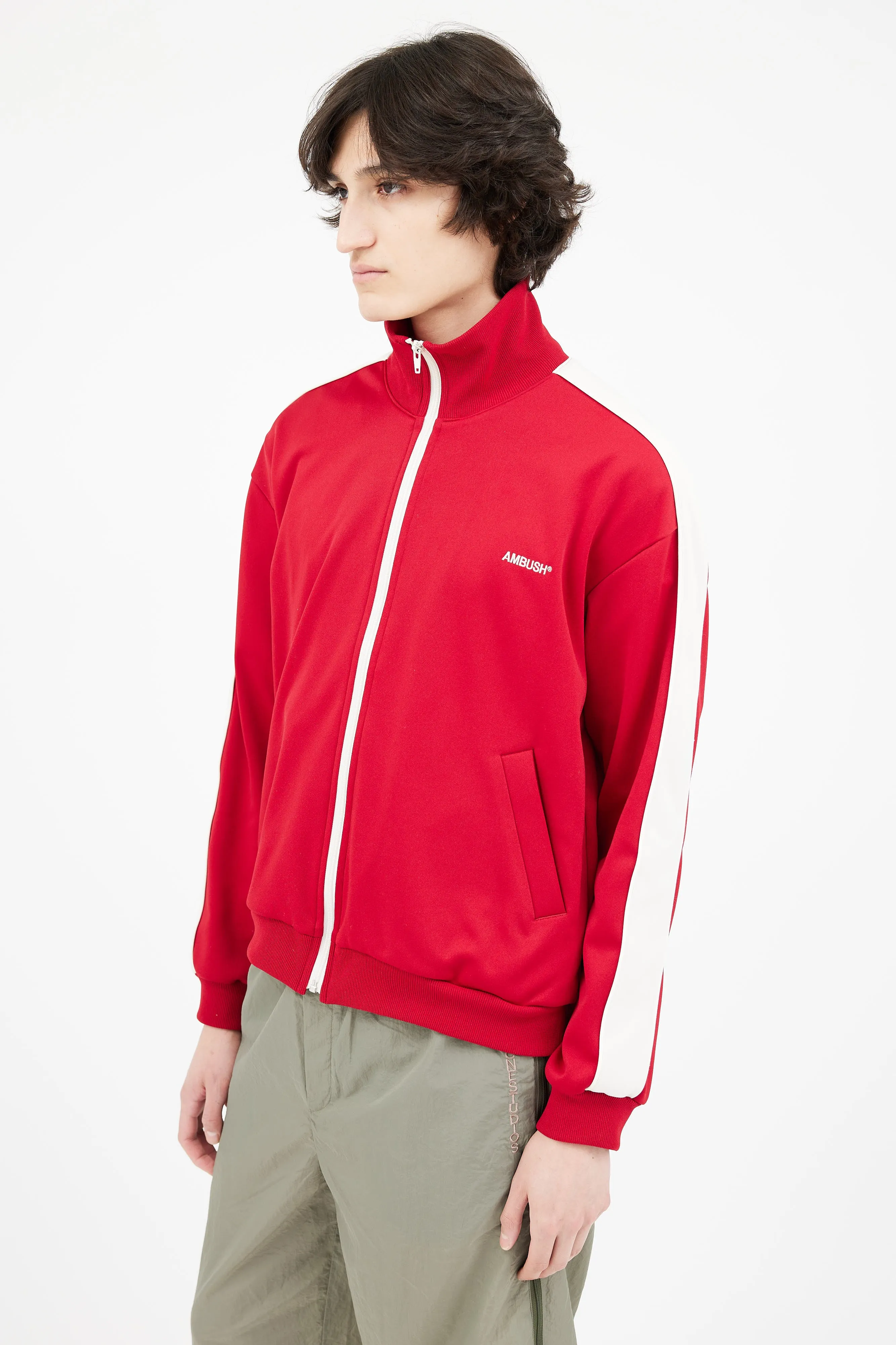 Red & Cream Side Stripe Track Jacket