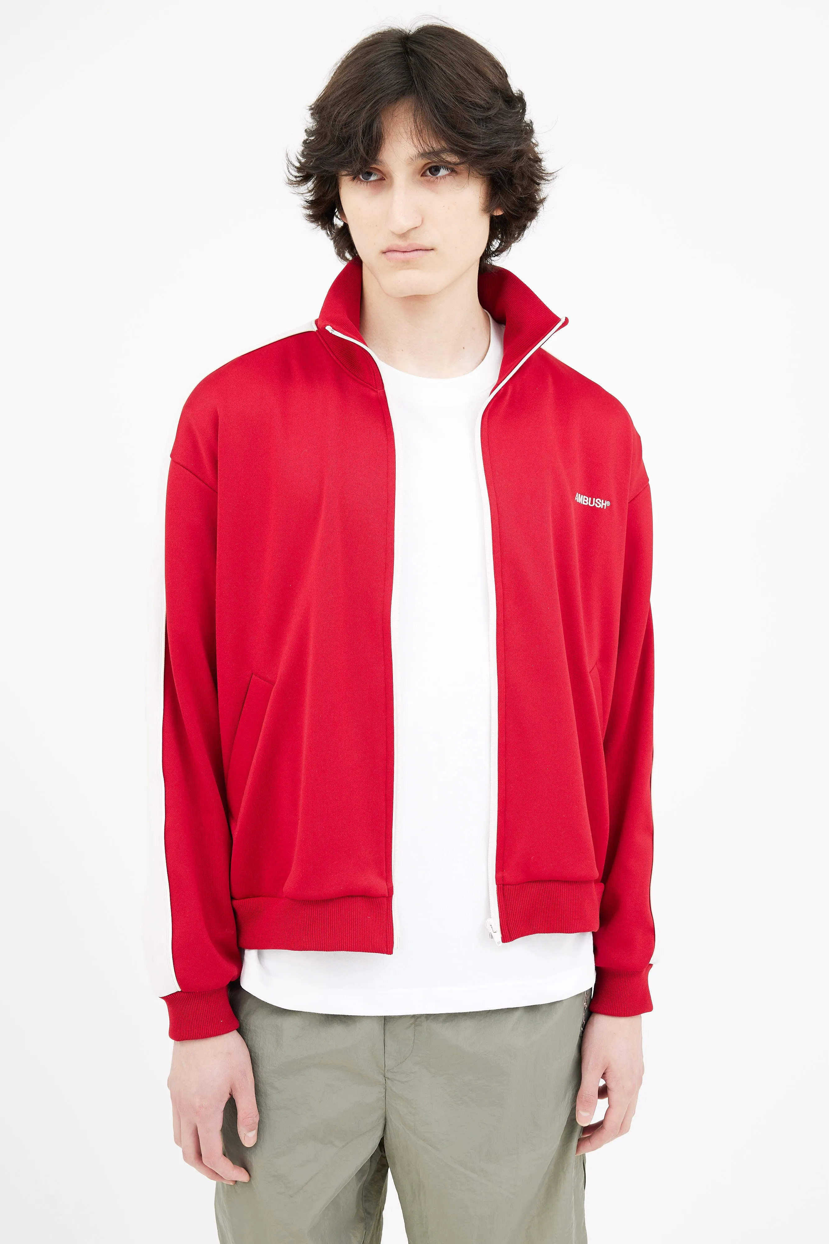 Red & Cream Side Stripe Track Jacket