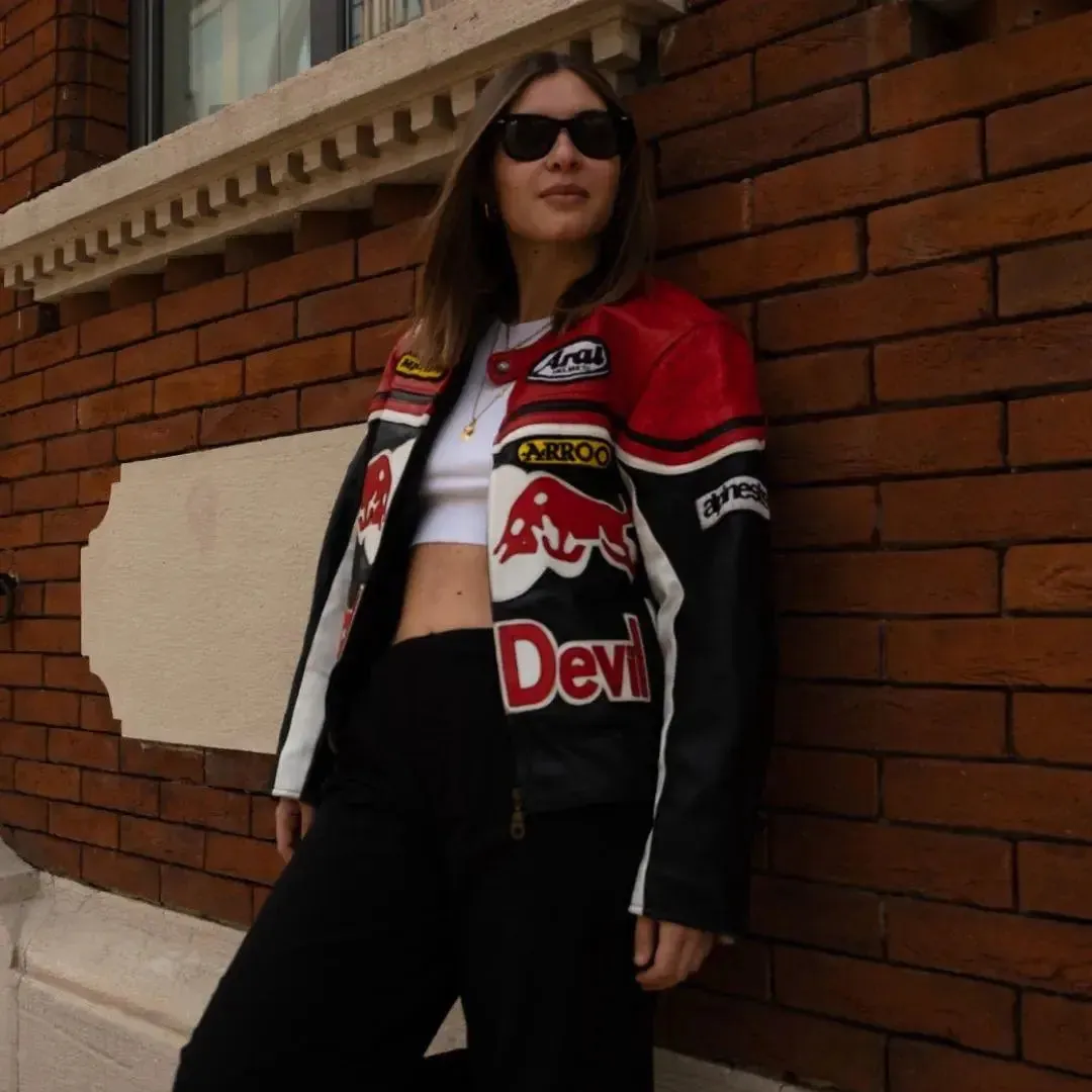 Redbull Leather Jacket - Black & Red