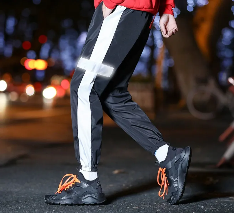 Reflective Stripe Streetwear Hip Hop Jogger Style Men Pants