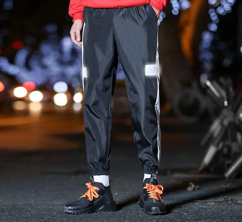 Reflective Stripe Streetwear Hip Hop Jogger Style Men Pants