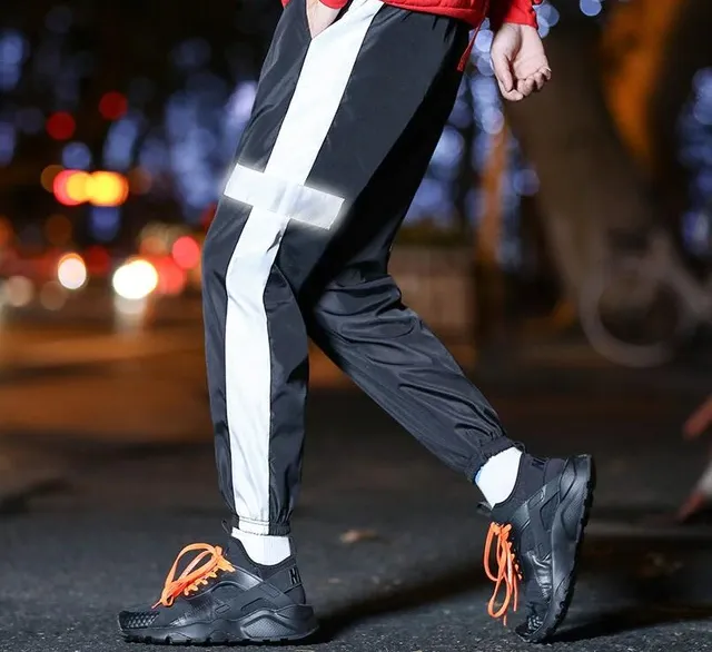 Reflective Stripe Streetwear Hip Hop Jogger Style Men Pants