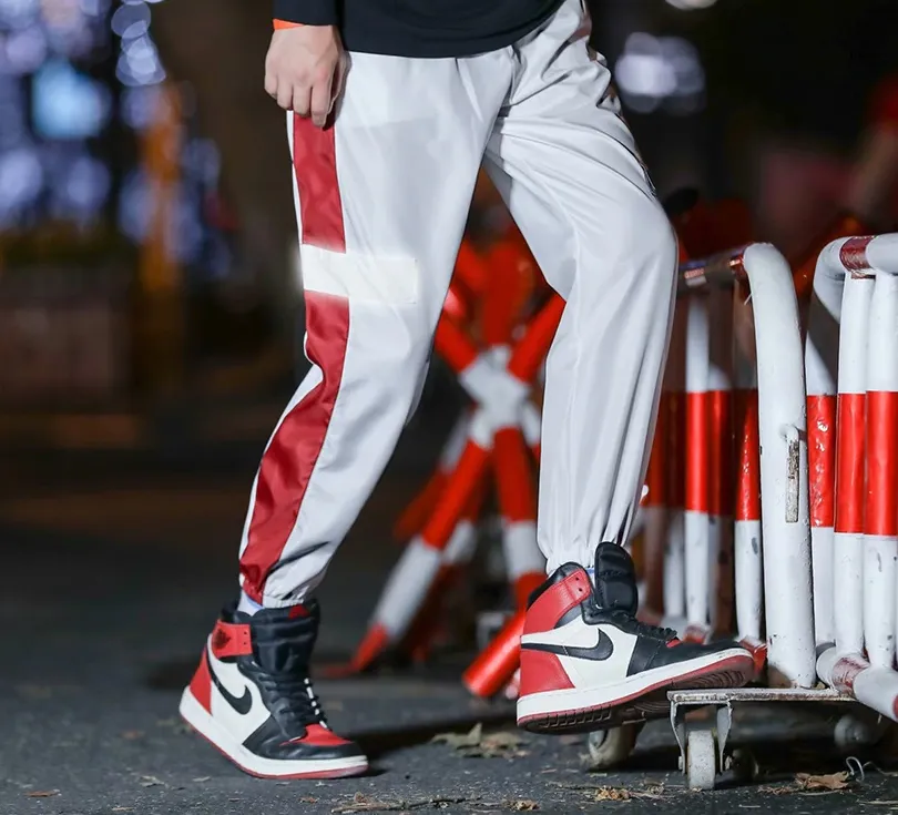 Reflective Stripe Streetwear Hip Hop Jogger Style Men Pants