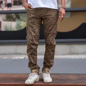 Rivet Chino Cheetah Print Pima Cotton Sz 34