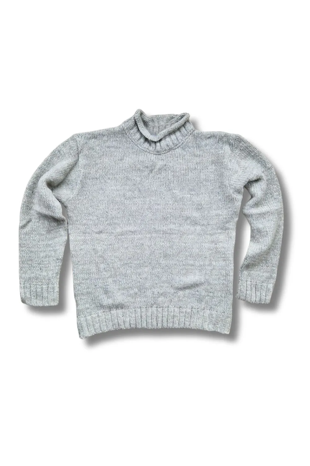 Roll Neck Hand-Knitted Wool Jumper