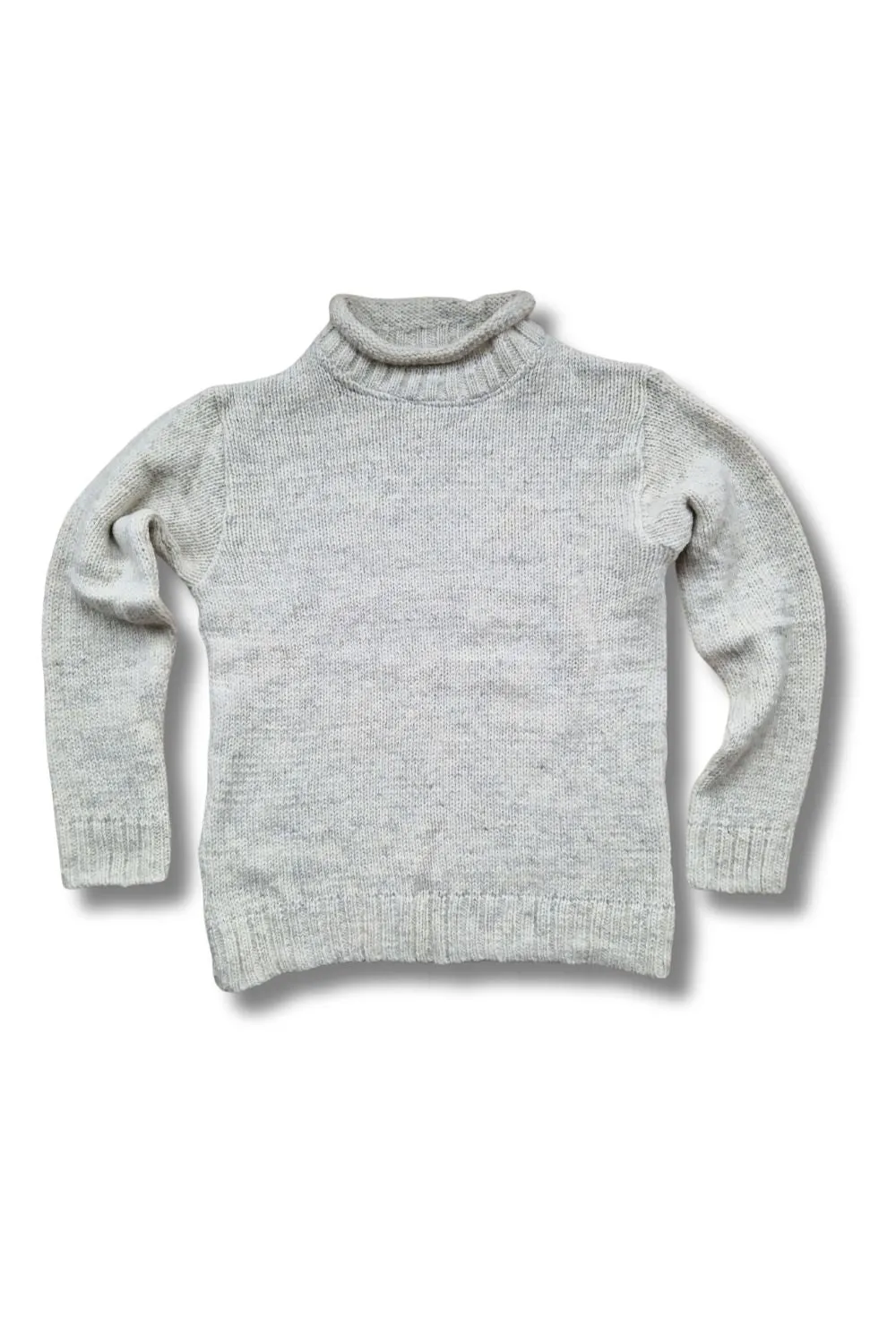 Roll Neck Hand-Knitted Wool Jumper