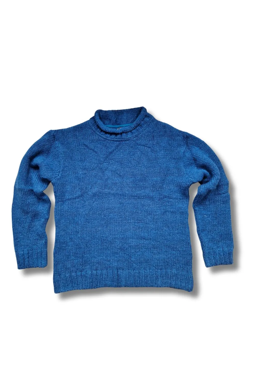 Roll Neck Hand-Knitted Wool Jumper