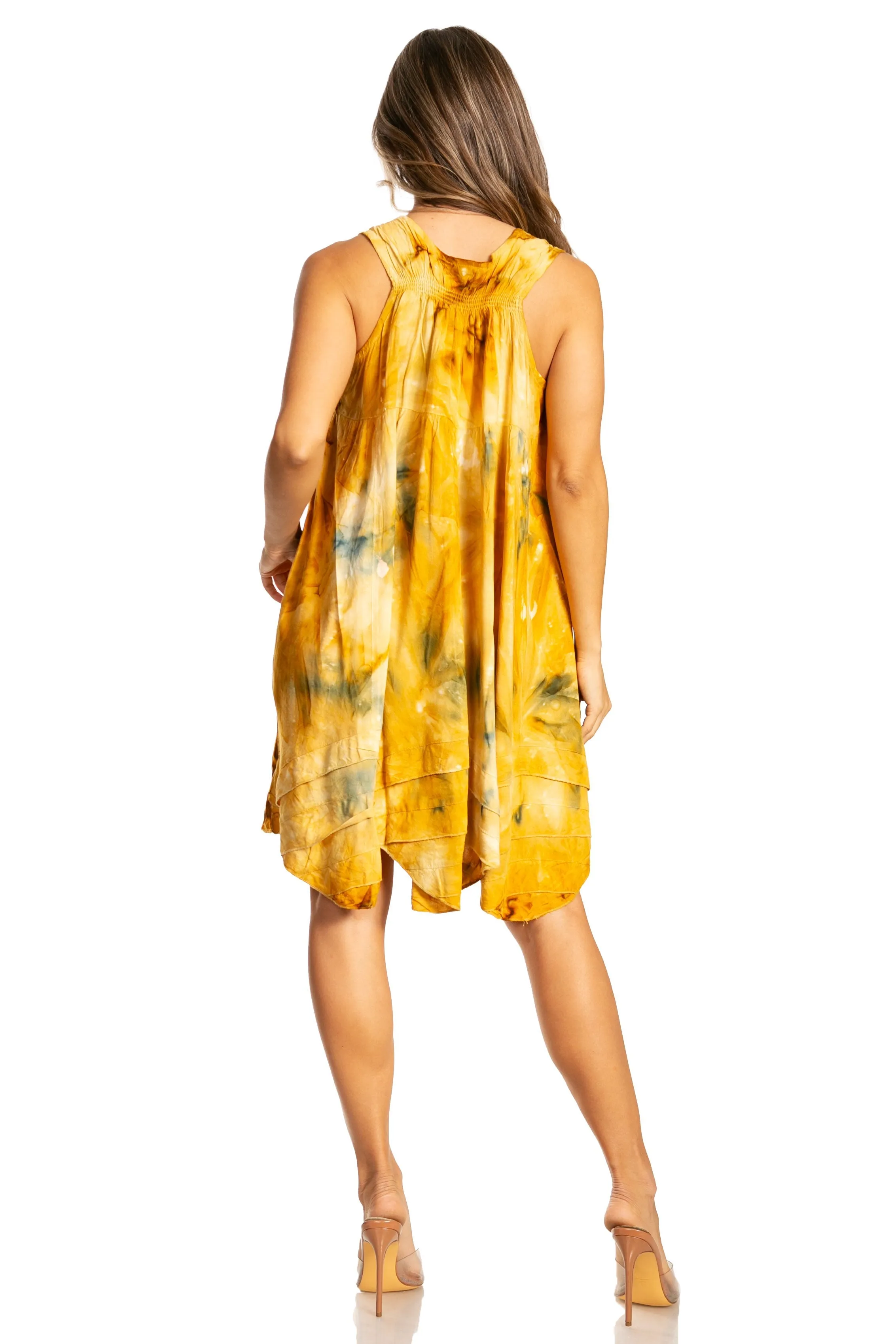 Sakkas Artemi Women's Casual Short Tie-dye Sleeveless Loose Tank Dress Cover-up