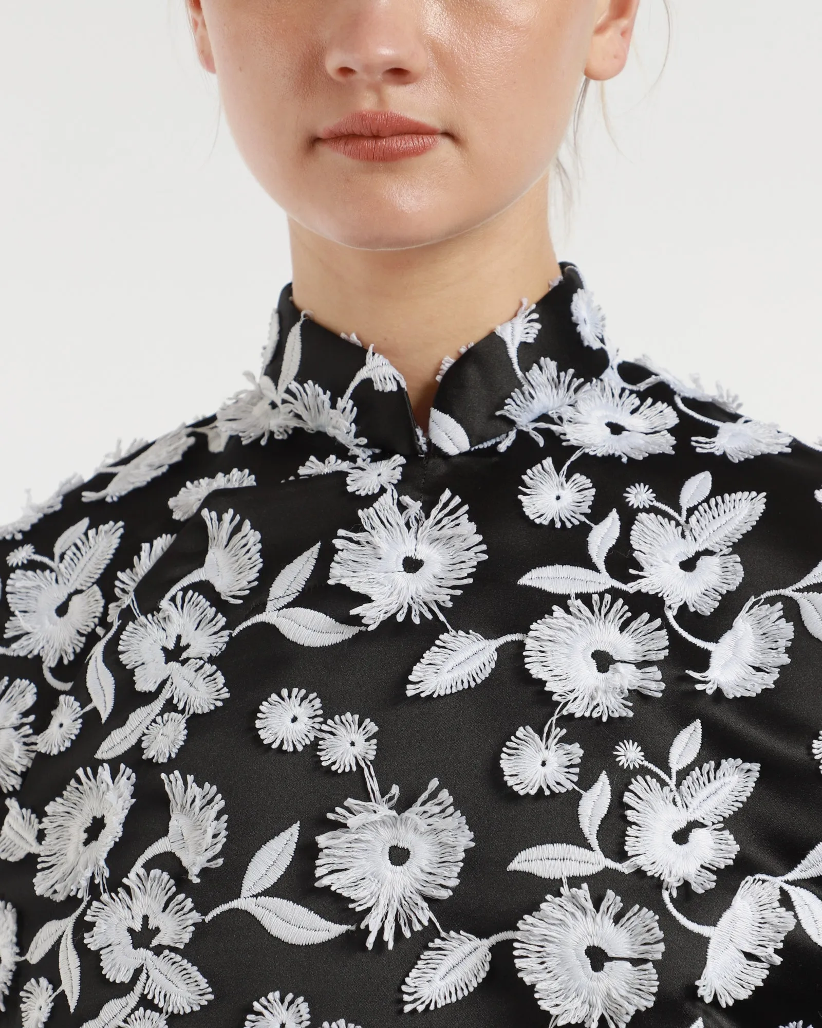 Satin Flower Embroidered Jacket