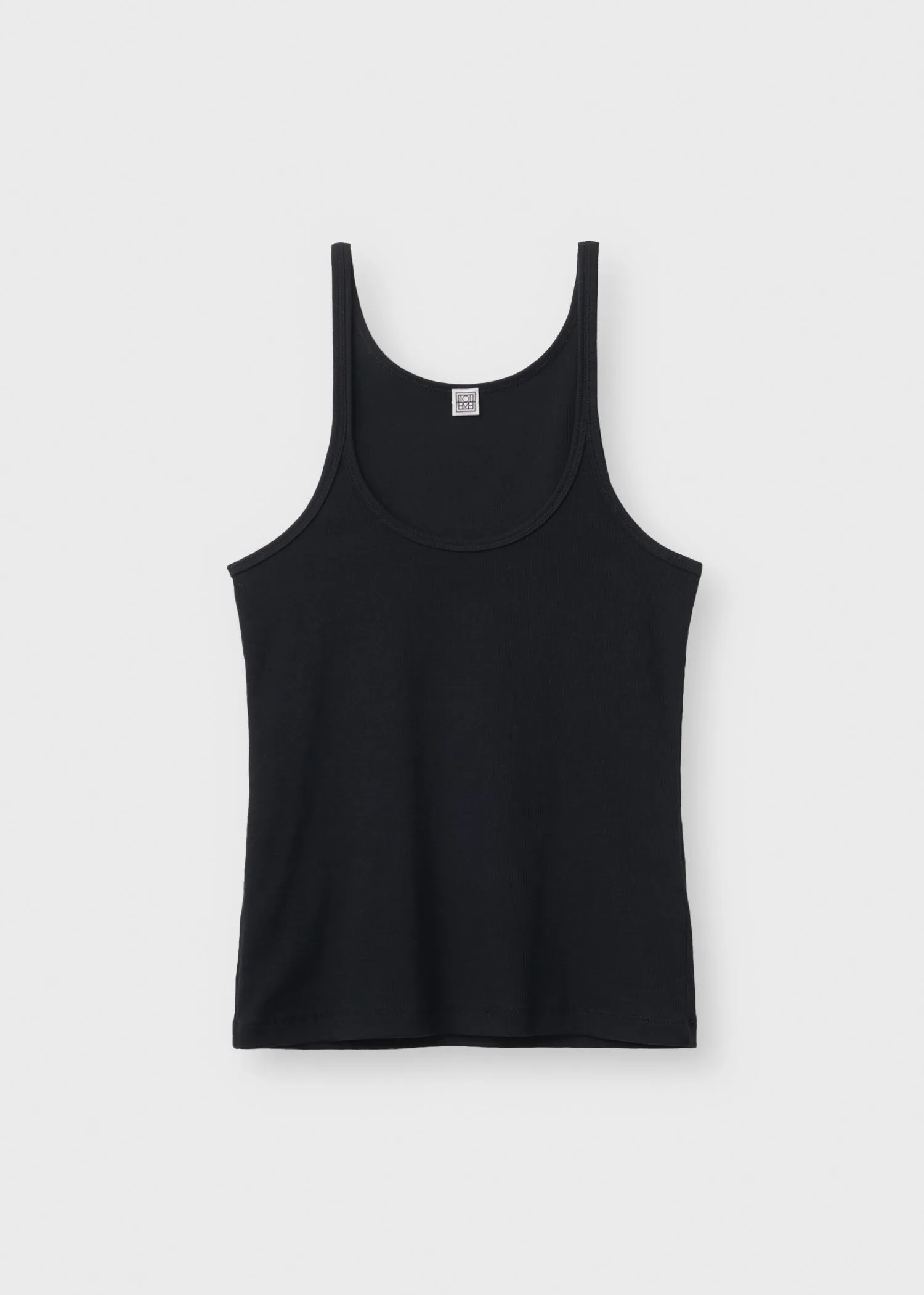 Scoop neck rib tank black