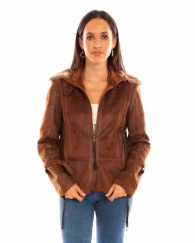 Scully Womens Bomber Aviation Brown 100% Polyester Faux Leather Jacket XXL