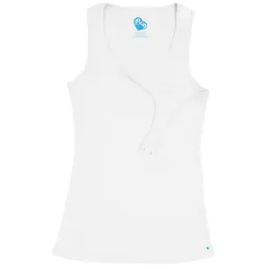 Shoulder Snap Nursing Tank - White