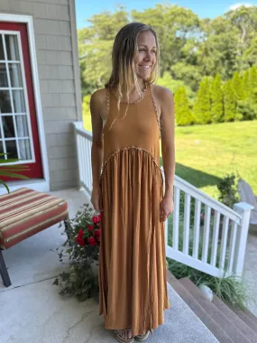 Sleeveless Boho Maxi Dress in Toffee