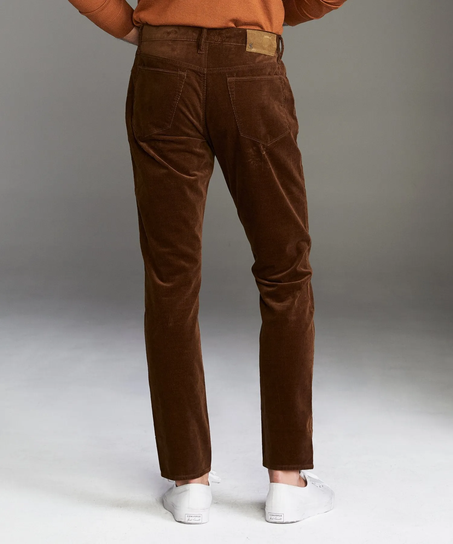 Slim Fit 5-Pocket Italian Stretch Cord in Camel